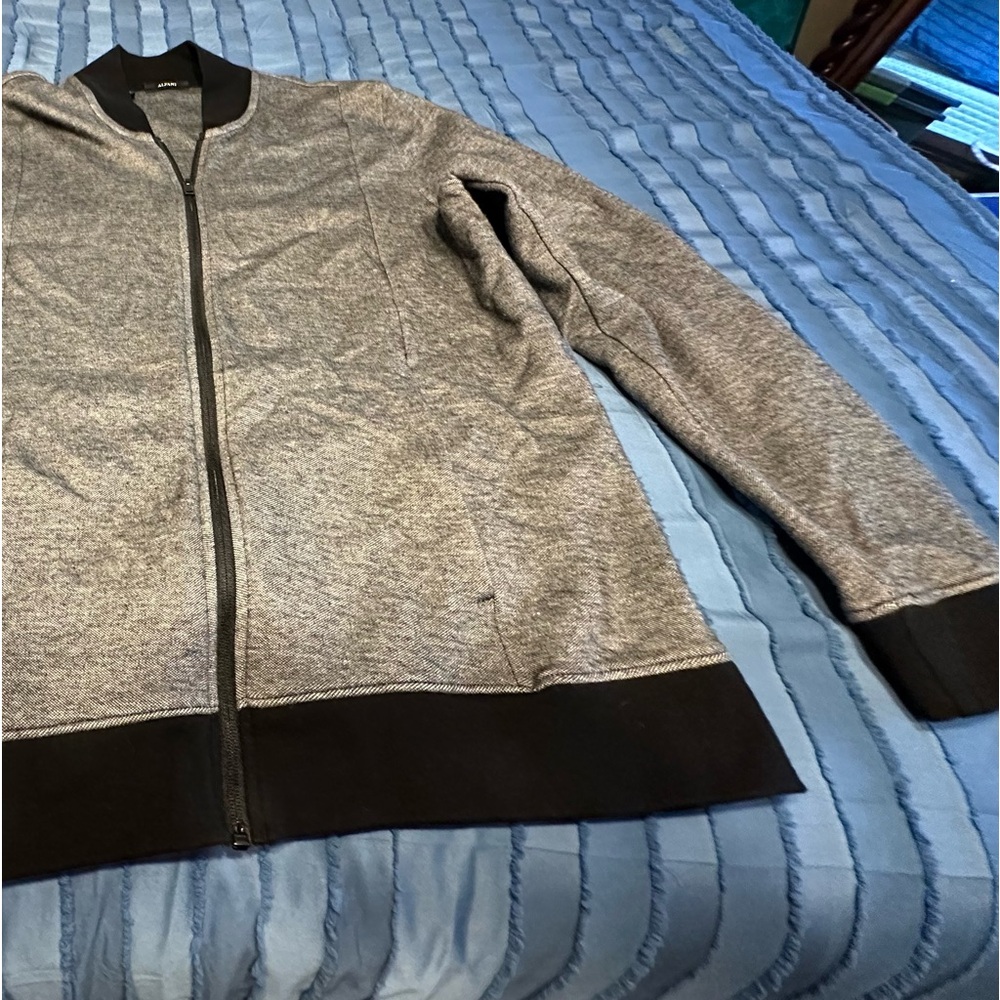 Alfani Black and Gray Zip-Front Jacket